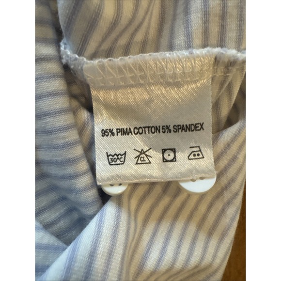 Fish Hippie Co Men's Short Sleeve Polo Shirt Blue/White Striped Size XXL - Picture 4 of 6